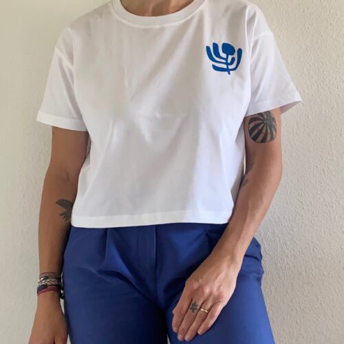 T-shirt court fleur bleue adulte